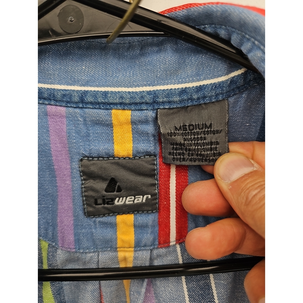 Lizwear Striped Sleeveless Button Down Shirt - Picture 2 of 5